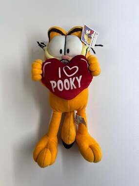 Vintage Nanco Garfield Plush Holding I Love Pooky Heart Stuffed Animal Cat 12”